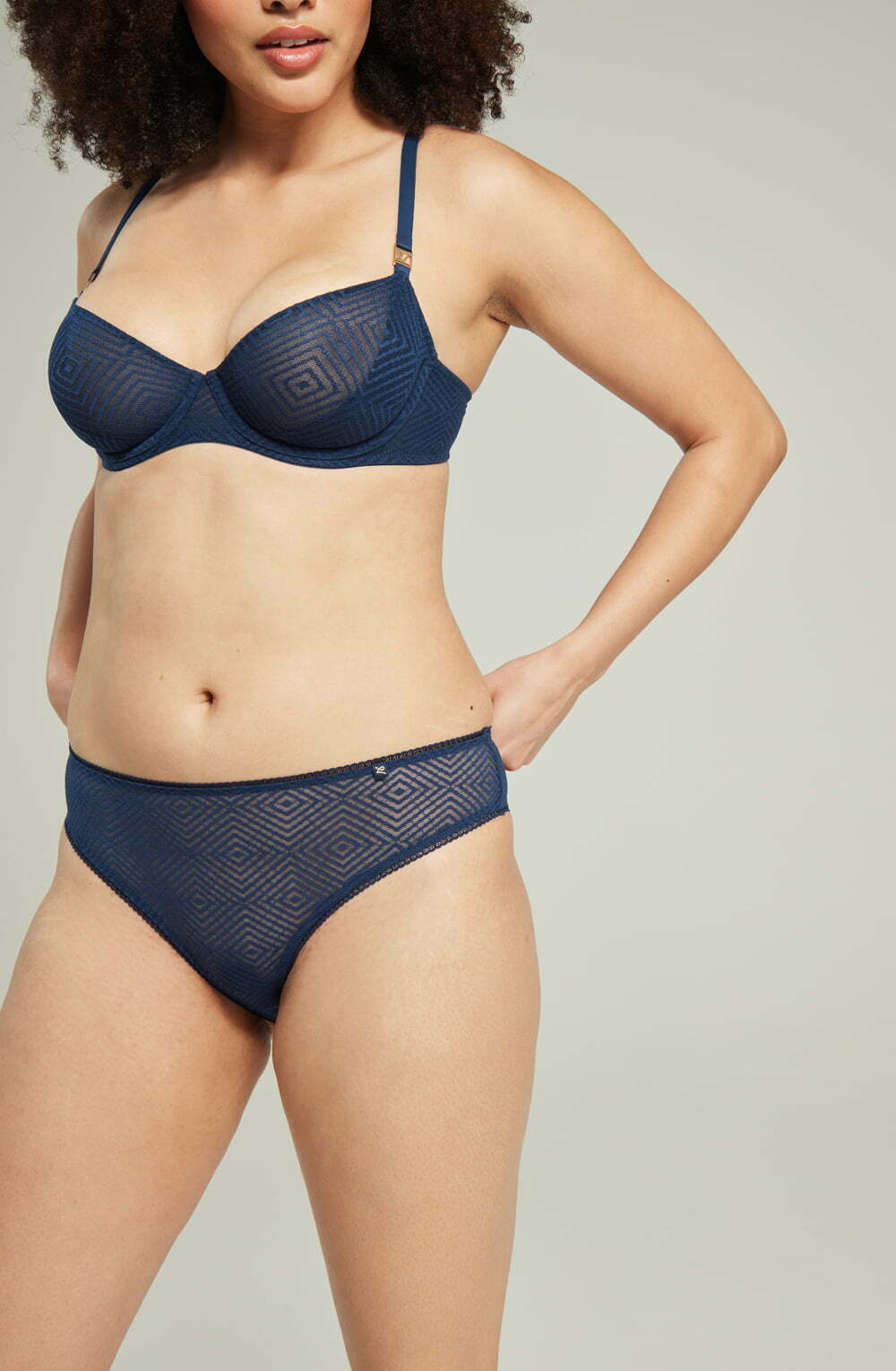 The Sheer Deco High Leg Brief Black